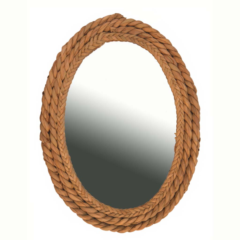Espejo ovalado de anea (luna envejecida) (40 cms)