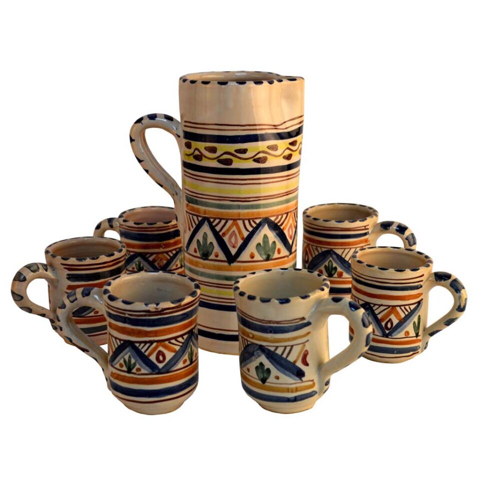 Set de  jarra y jarritas cerámica