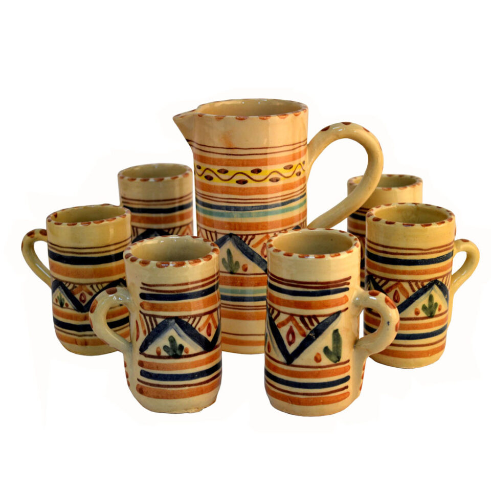 Set de  jarra y jarritas cerámica