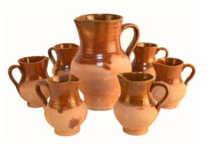 Set de  jarra y jarritas cerámica