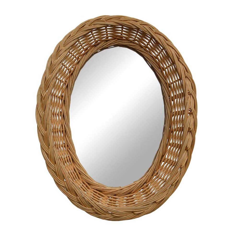 Espejo ovalado de mimbre natural (Luna envejecida)