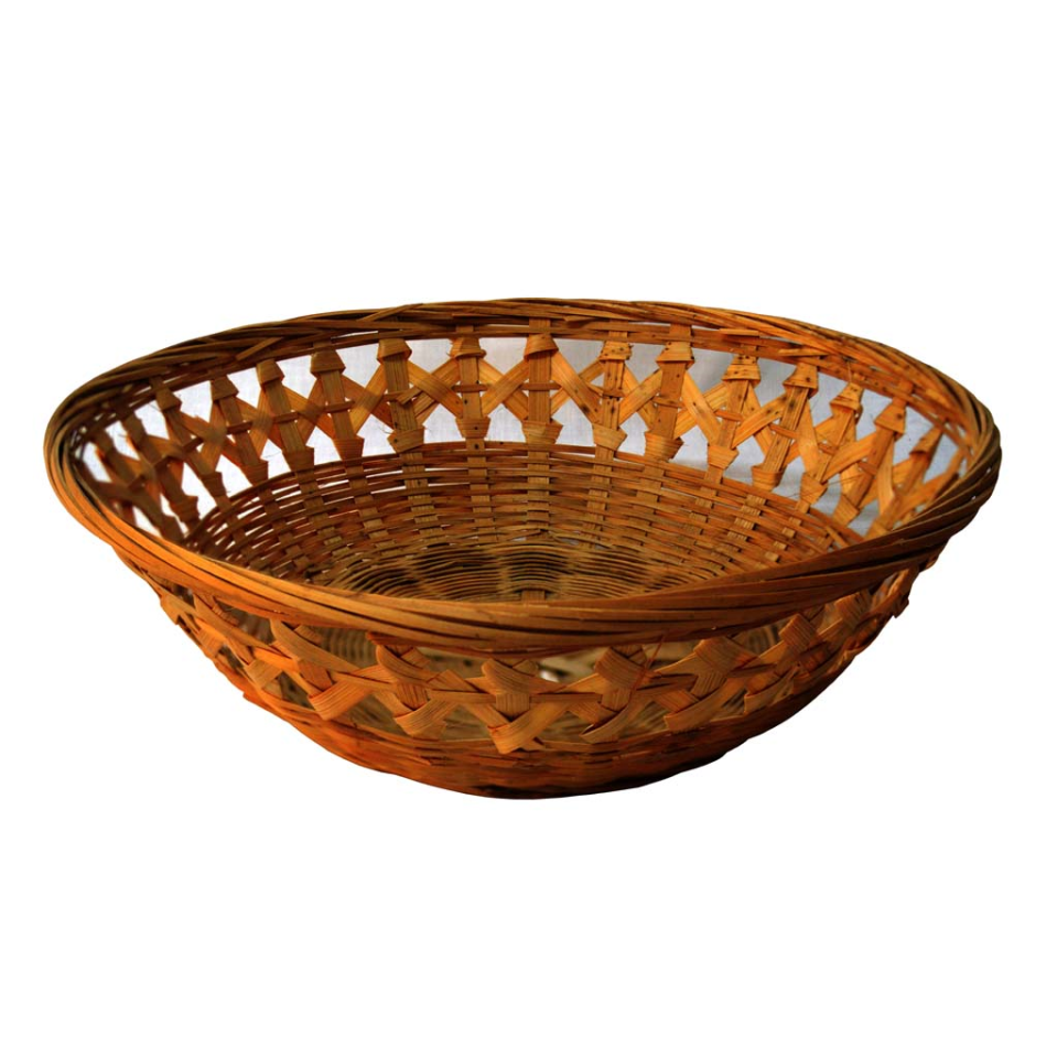 (Oferta) Bandeja redonda de bambú teñida marrón (25 cms)